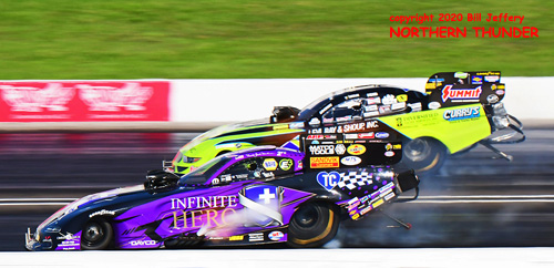 (near lane) Jack Beckman vs (far lane) Tim Wilkerson